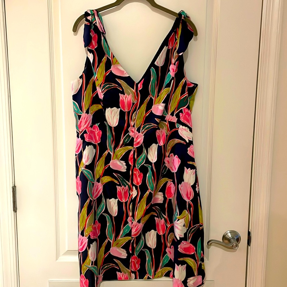 Navy and pink tulip dress